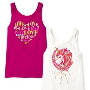 Girl's Unicorn Love Tank Top 2-pack XS (4)